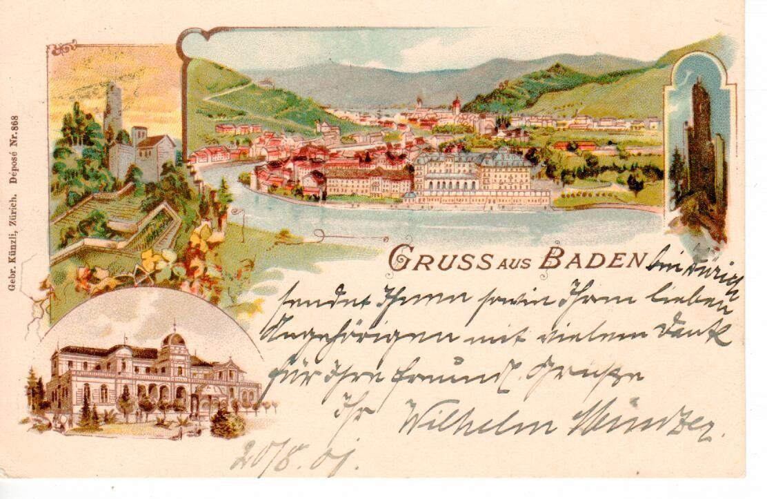 Cartes postales: Gruss aus Baden 1901 – D'occasion à Wolhusen par Curver9