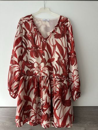 Mango Sommerkleid Blumenmuster Rot Weiss Gr. S, wie neu!