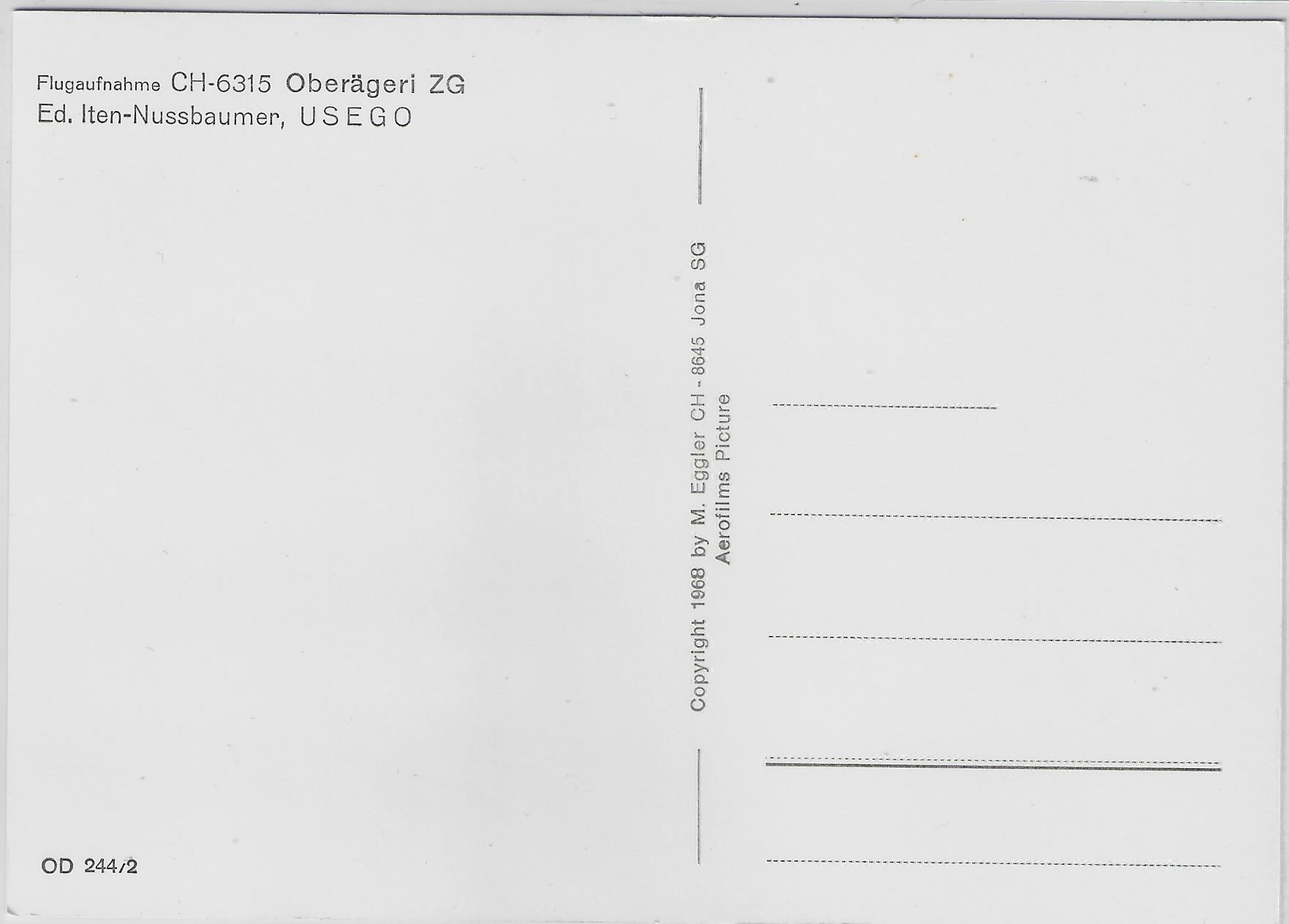 Cartoline postali: Flugaufnahme Oberägeri ZG – Antico da Ettingen venduto da Kartenplanet 1
