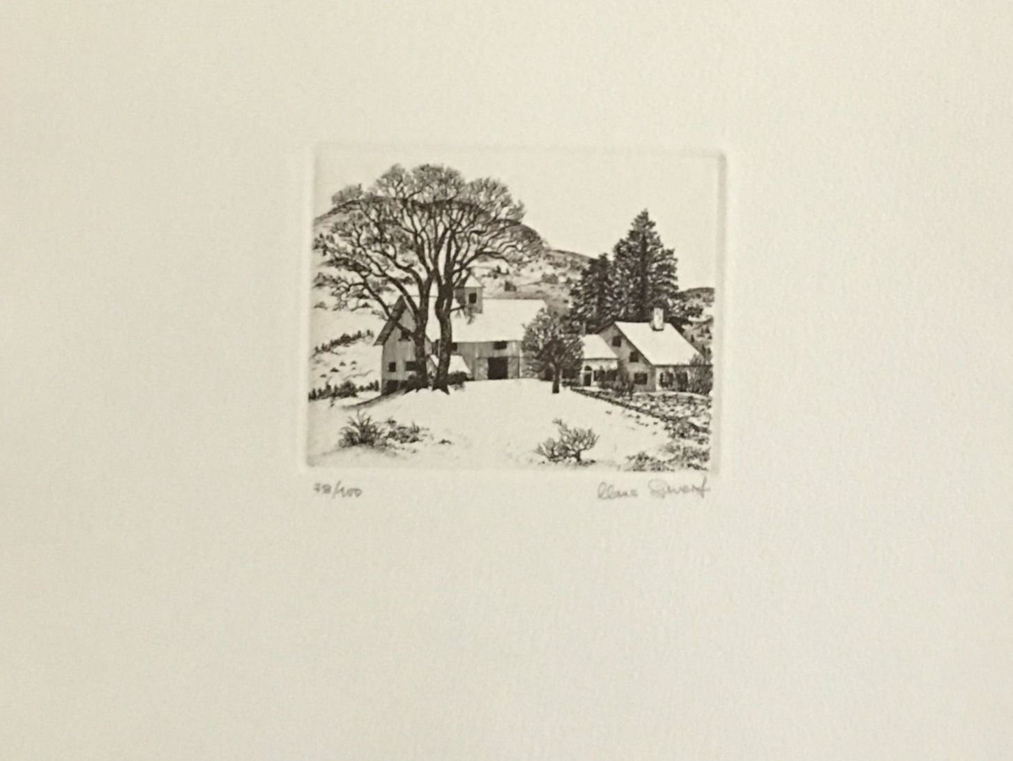 Dipinti: Claus Sievert "Winterlandschaft" RADIERUNG – Usato da Nennigkofen venduto da babag 2