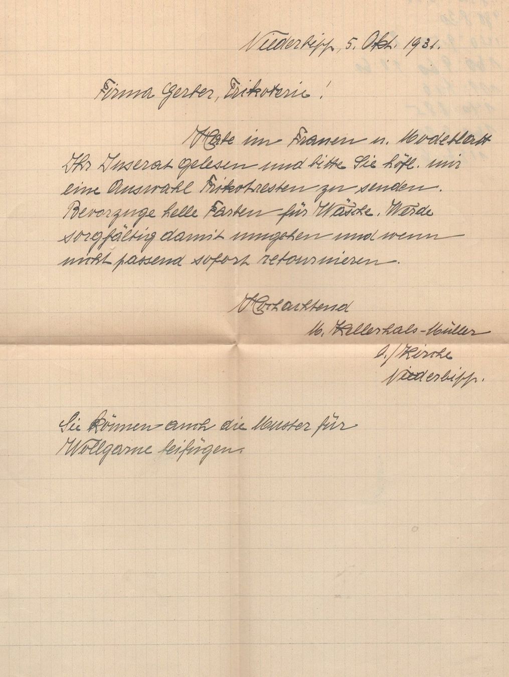 Alle Briefmarken: NIEDERBIPP 6.X.31         mit Inhalt – Gebraucht aus Aarau von kufi44 2