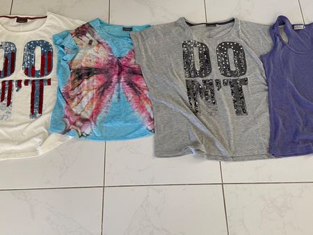 4 Damen T-Shirts neu XL /XXL Pailletten