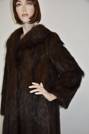 Edler Echt Pelz Mantel/Nutria Pelz/Vintage/d. braun/Gr.L-XL