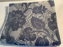 Dicker Stoff Dunkelblau/Hellgrau Blumen „Polster“ 260-145cm