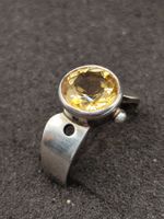 Vintage 925er Silber Unisex Ring mit Citrin Edelstein Top