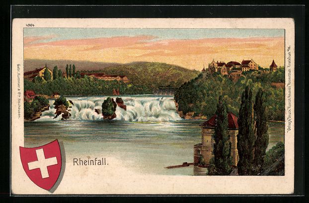 Cartoline postali: Litho Schaffhausen, Rheinfall mit Viaduk – Usato da Berlin venduto da bartko-reher