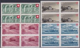 1947, Pro Patria B34-B37 Viererblöcke */**: Kat: 54.-+