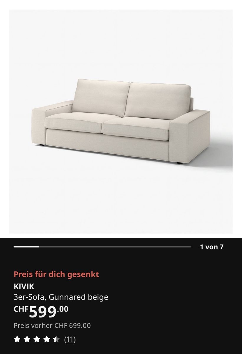 Divani: IKEA Kivik Sofa 2-er Gunnared beige  – Usato da St. Gallen venduto da Fabiennevogler