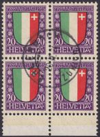 1923, PJ J27 Viererblock von ERLENBACH ZH. Kat: 350.-