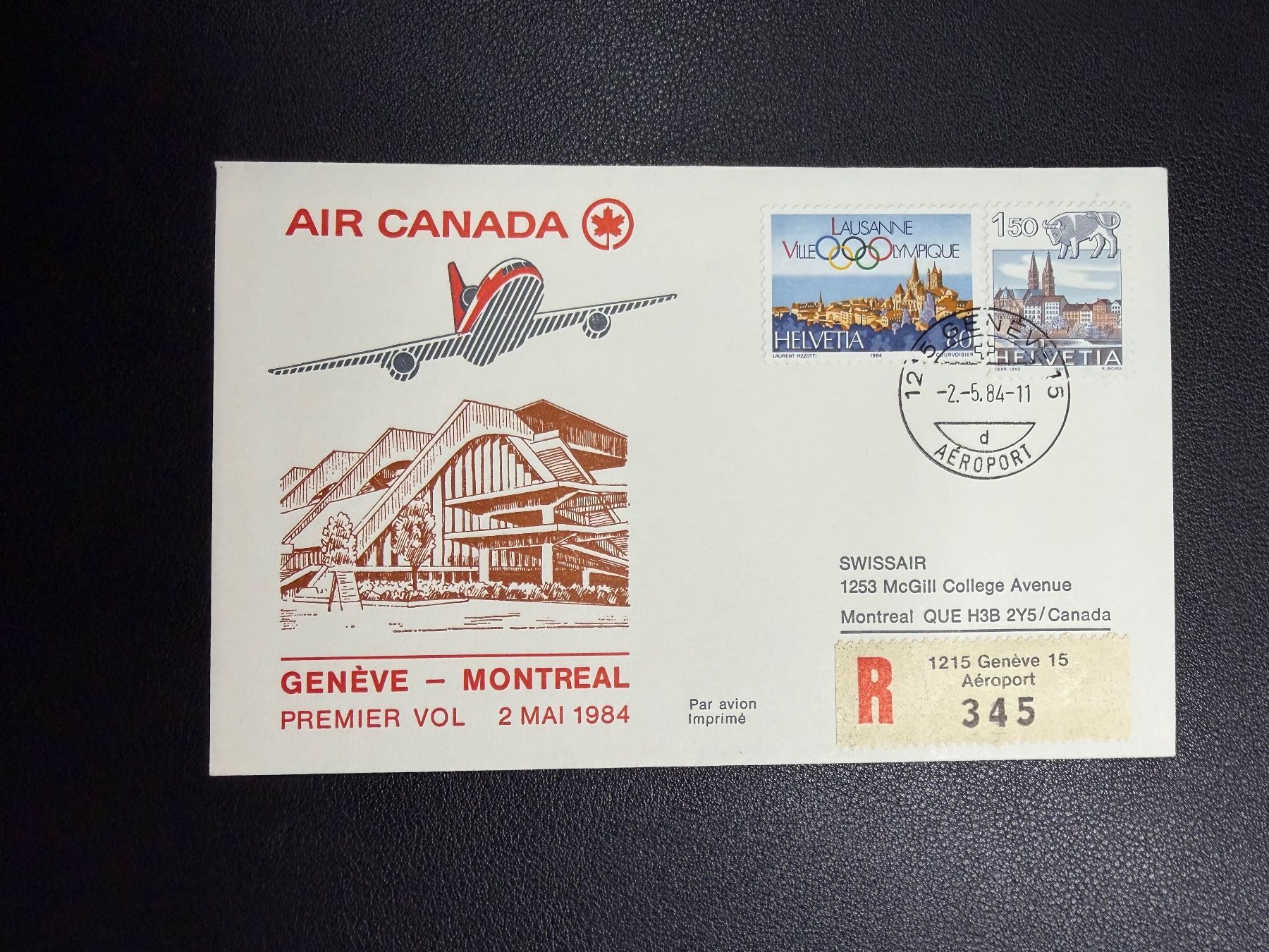 Tous les timbres: Air Canada Erstflugbrief Genf-Toronto 1984 – D'occasion à oberrüti par jeanmei