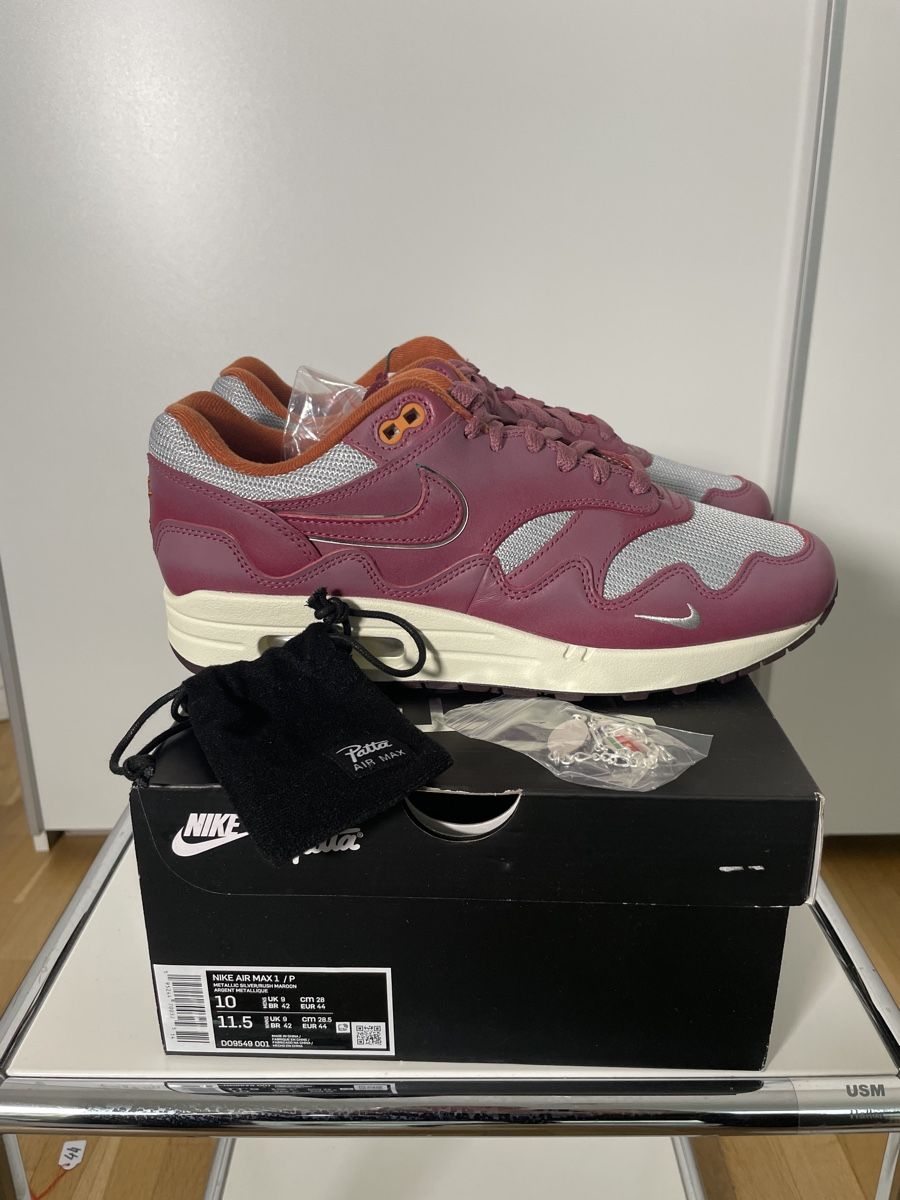 Nike Herrenschuhe: Nike Air Max 1 Patta Maroon // eu44 // Neu – Neu und originalverpackt aus Wittenbach von therealmoonstone