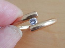 18K GG Solitär-Ring mit 0.11ct. Diamanten, 6.59 Gr., Gr.53