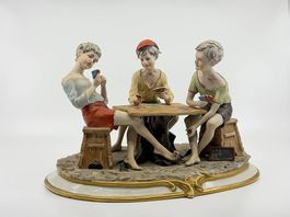 Capodimonte PorzellanfigurenGruppe Kartenspieler, handbemalt