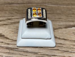 Saphir Ring 💎✨ Silber Massiv vergoldet S308