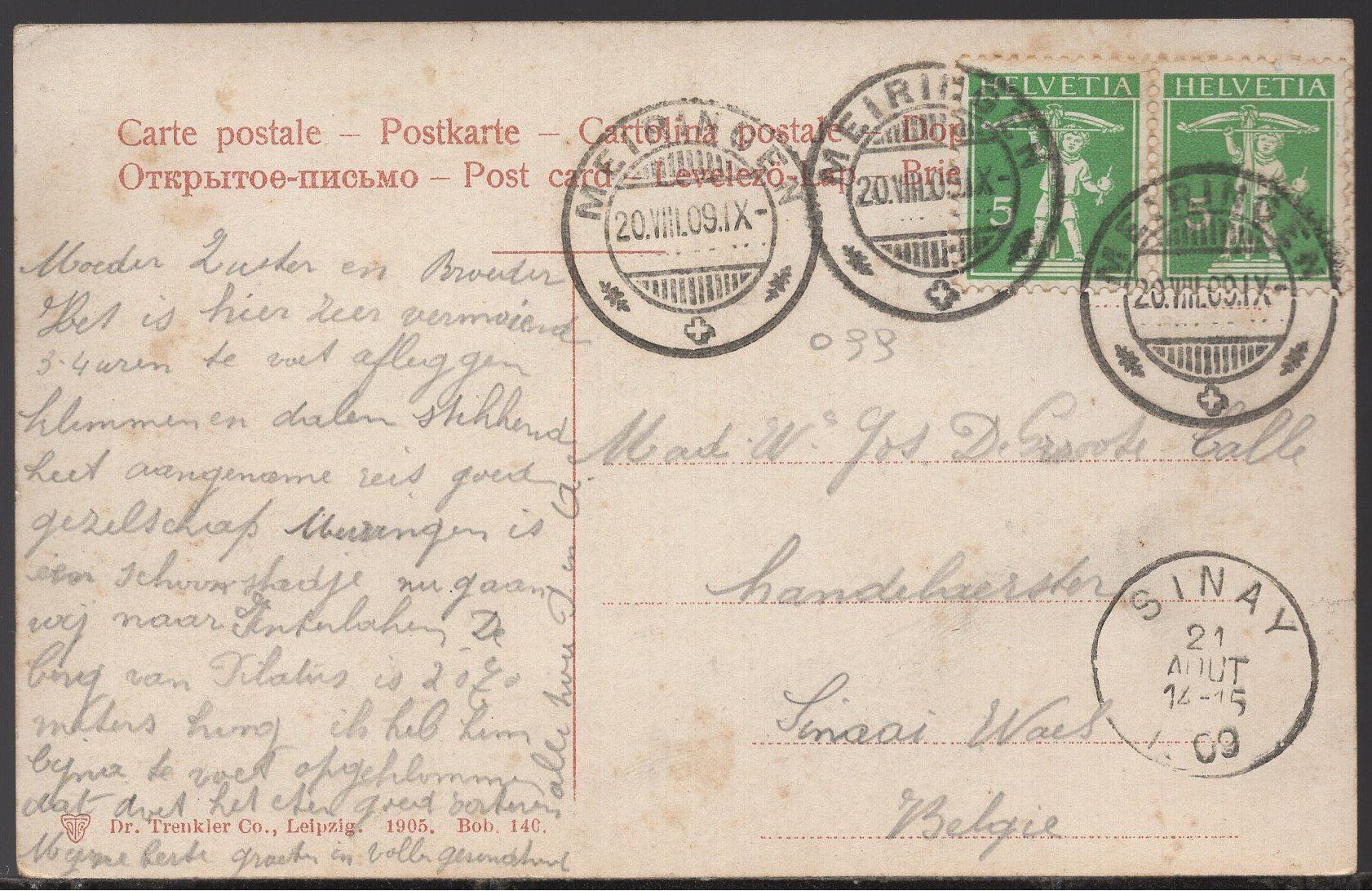 Cartoline postali: Meiringen  Reichenbachfallbahn  1909 – Usato da Aarau venduto da kufi44 1