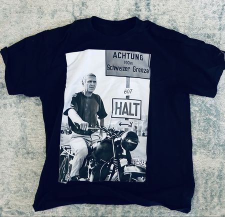 T-Shirt Steve McQueen Motorrad Aufdruck Grösse L gebraucht