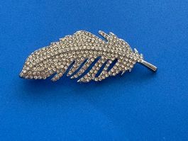 Luxus Elegante  Brosche Feder 🪶 Farbe: Silber