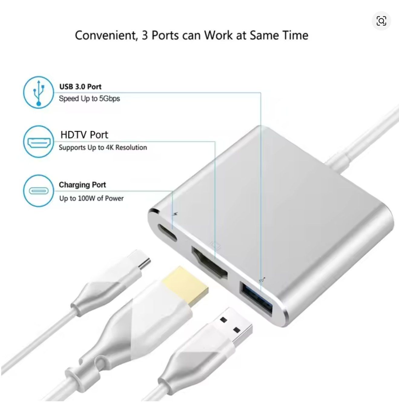 Hub & Switch: USB-C-Hub auf 4K HDTV USB 3.0 Typ C Dockingstation – Nuovo (secondo la descrizione) da Biberist venduto da ShopSoltan 3