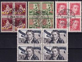 1927 "Pestalozzi" Nr. J41-44, Viererblock-Serie gest.