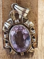 Himmlischer Jugendstil Amethyst-Anhänger in Silber Montur