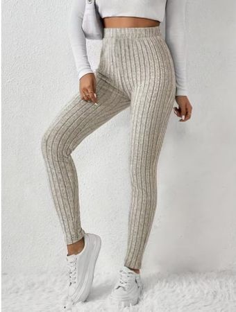 Warme neuwertig Leggings in Strickoptik Beige Gr. S - 226050