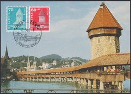 1993, Brand Kappelbrücke mit W74 +Nr.366, saubere Karte.