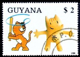 GUYANA 1988 OLYMPISCHE SPIELE MASKOTTCHEN GESTEMPELT - AB48