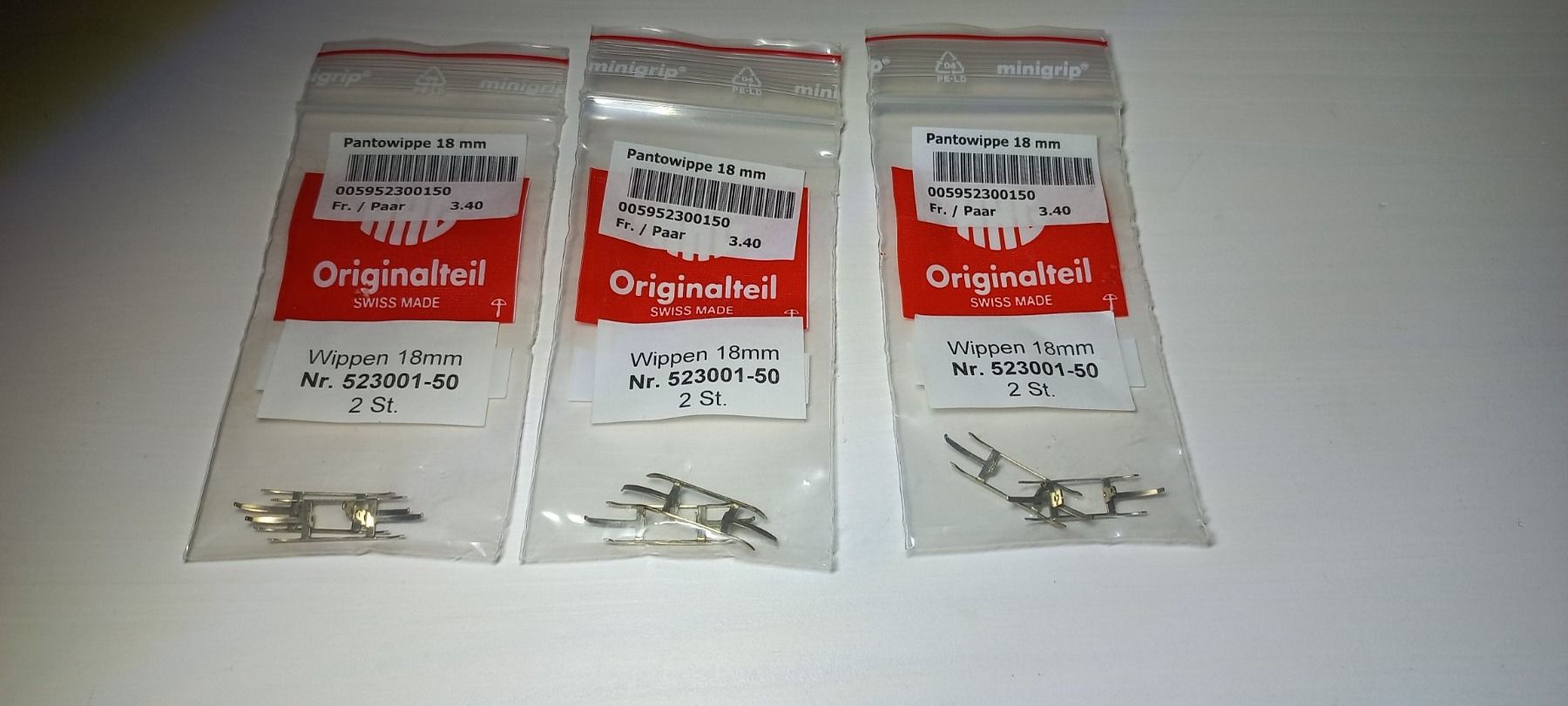 3x HAG 523001-50 à 2St. Wippe 18mm Panto Re 450,460 / 465 H0 (Neu und ...