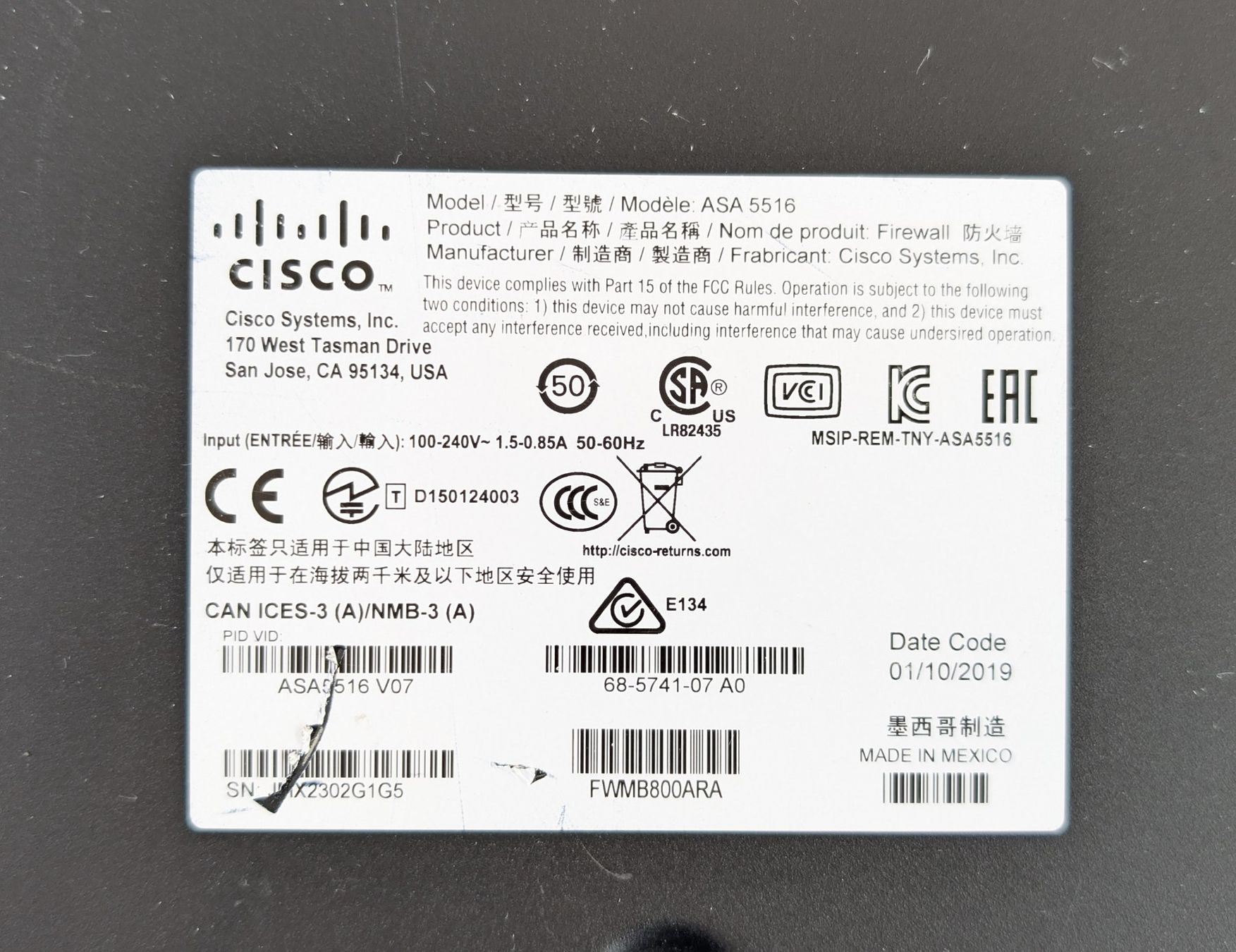 Cisco Firewall: Cisco ASA 5516-X V07 Next-Generation Firewall – Gebraucht aus Dietlikon von ComdatAG 3