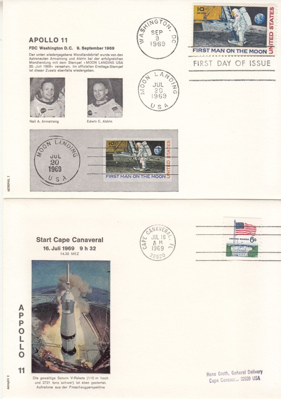 Tutti i francobolli: Apollo 11, Set 4-teilig – Usato da Bürglen TG venduto da StampGraf 1