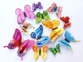 12 MAGNET SCHMETTERLINGE 3D BUNT - DEKO - KÜHLSCHRANK MAGNET
