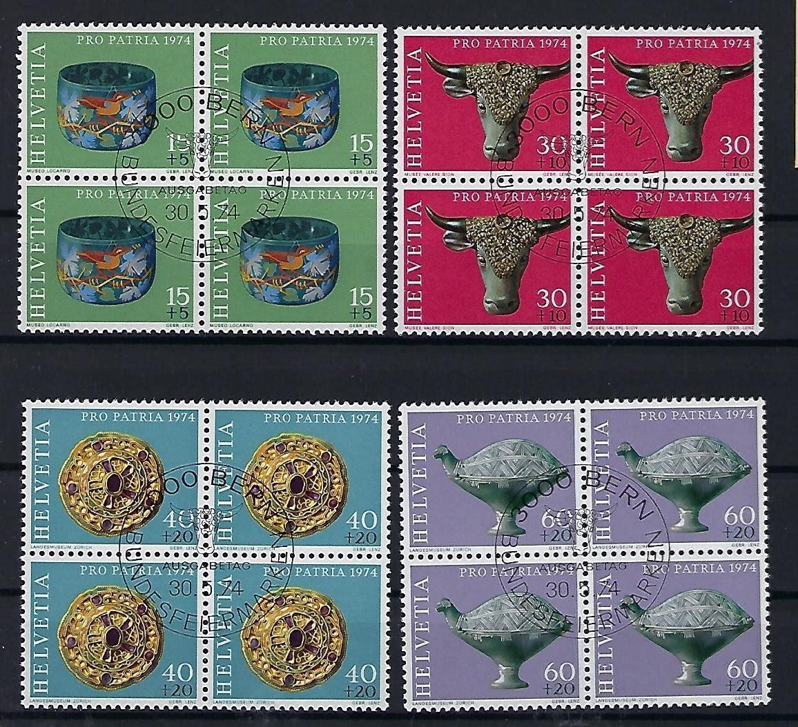 Tutti i francobolli: Pro Patria 1974 Viererblochs    11086 – Usato da Lunden venduto da Animus999