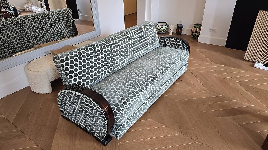 Divani: Salon club art deco ébène de Macassar  – Usato da Mollens VD venduto da espritartdeco 7