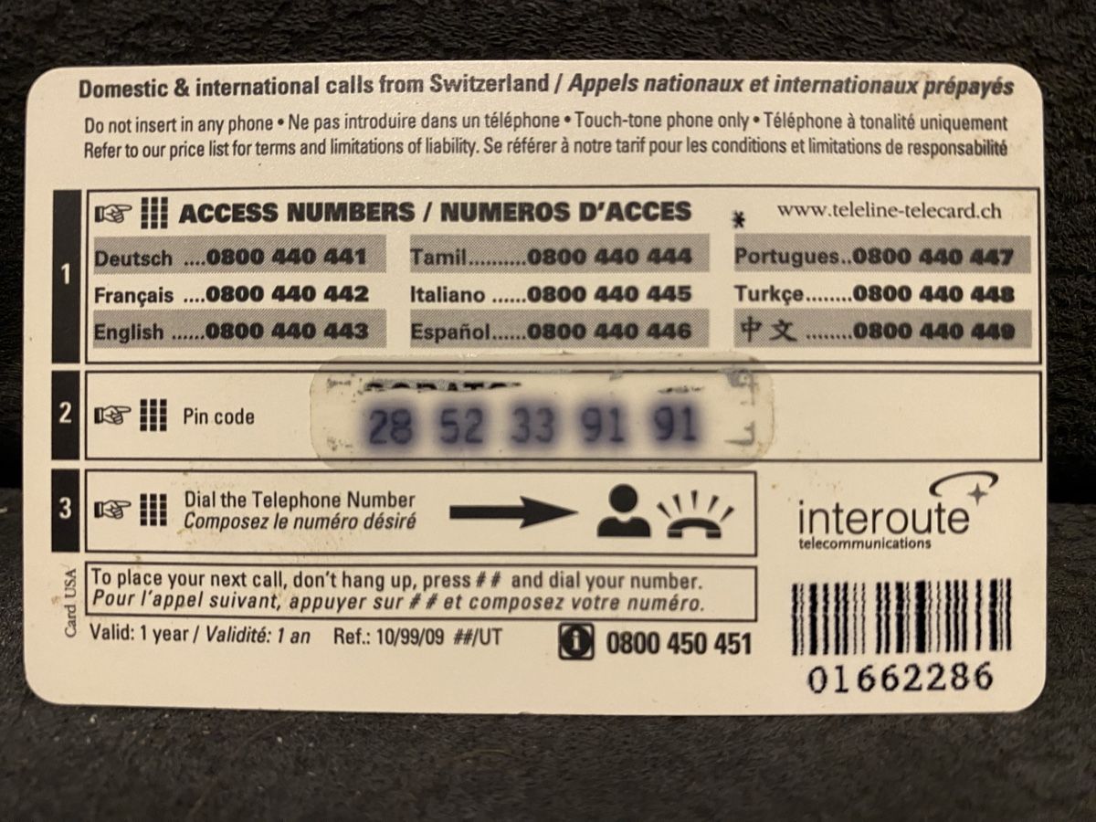Cartes de téléphone: Teleline – D'occasion à Lausanne par babacard10 1