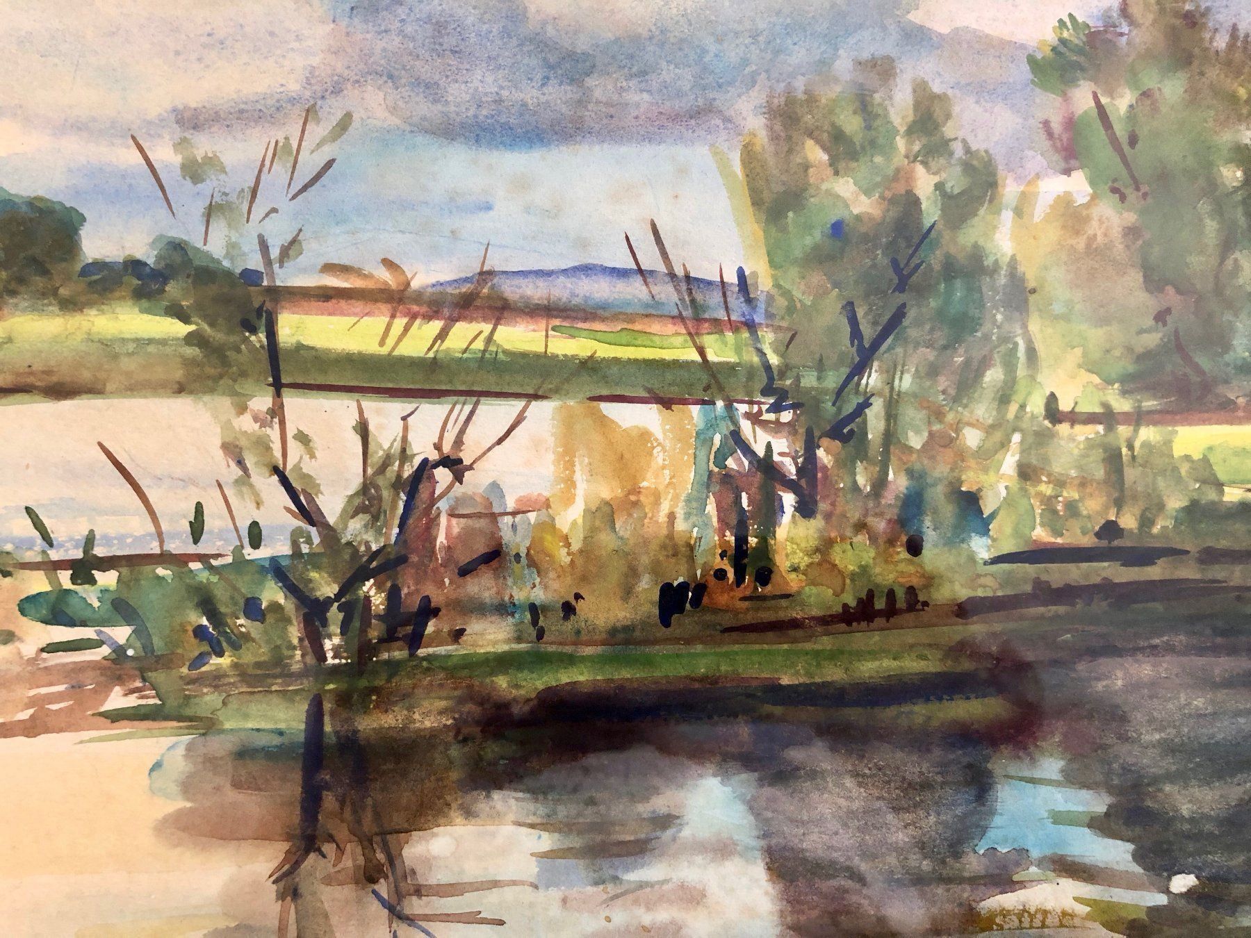 Dipinti: See mit Insel, Aquarell – Usato da Röschenz venduto da Sharjah 3