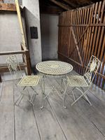 Vintage Gartenmöbel Set - Bistrotisch mit 2 Klappstühlen