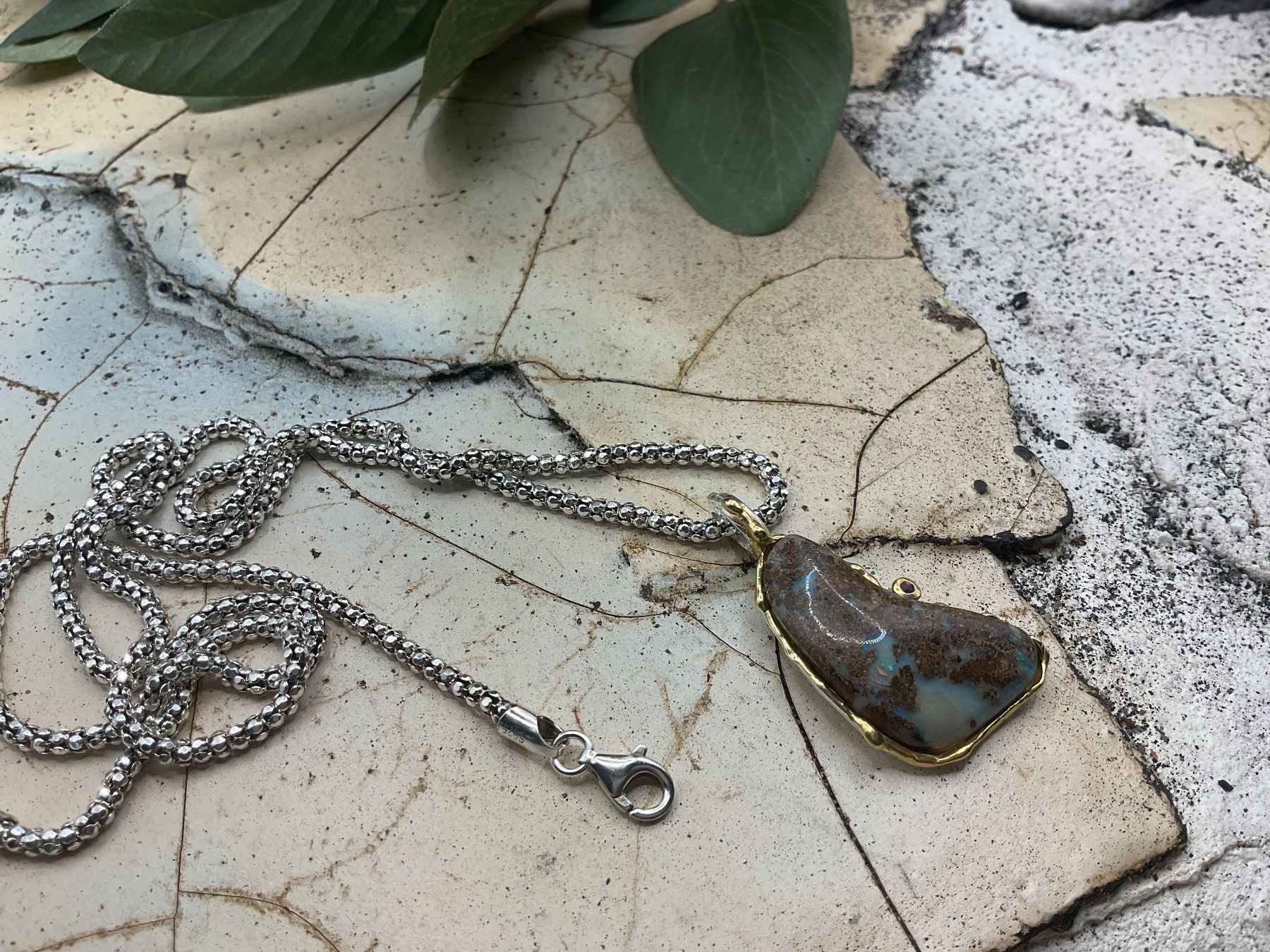 Ciondoli: Anhänger mit echtem, Boulderopal in Sterlingsilber, 22ct – Nuovo (secondo la descrizione) da Luzern venduto da S.Kern01 2