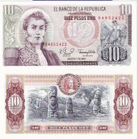 KOLUMBIEN - 10 PESOS ORO 1980 - BANKNOTE UNBENUTZT - VZ
