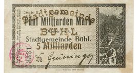 Bühl 5 Mrd.Mark Serie II Stempel rot 10.1923 SS++-VZ