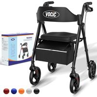 Leichter Rollator 4 Räder Faltbar Aluminium mit Sitz
