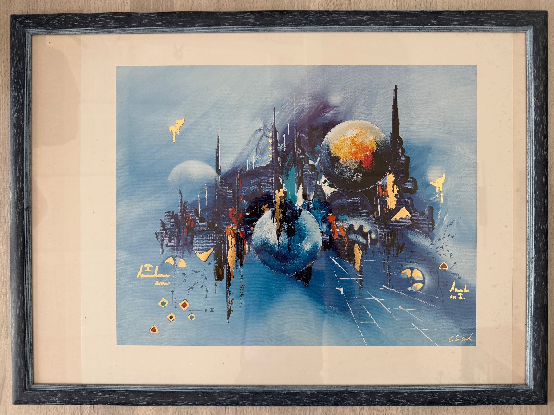 Posters & Illustrations: Bild in Blau Gold – D'occasion à Alosen par Nstoneman