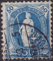 1893, 70C (Stehende Helvetia) mit waagrechter Quetschfalte