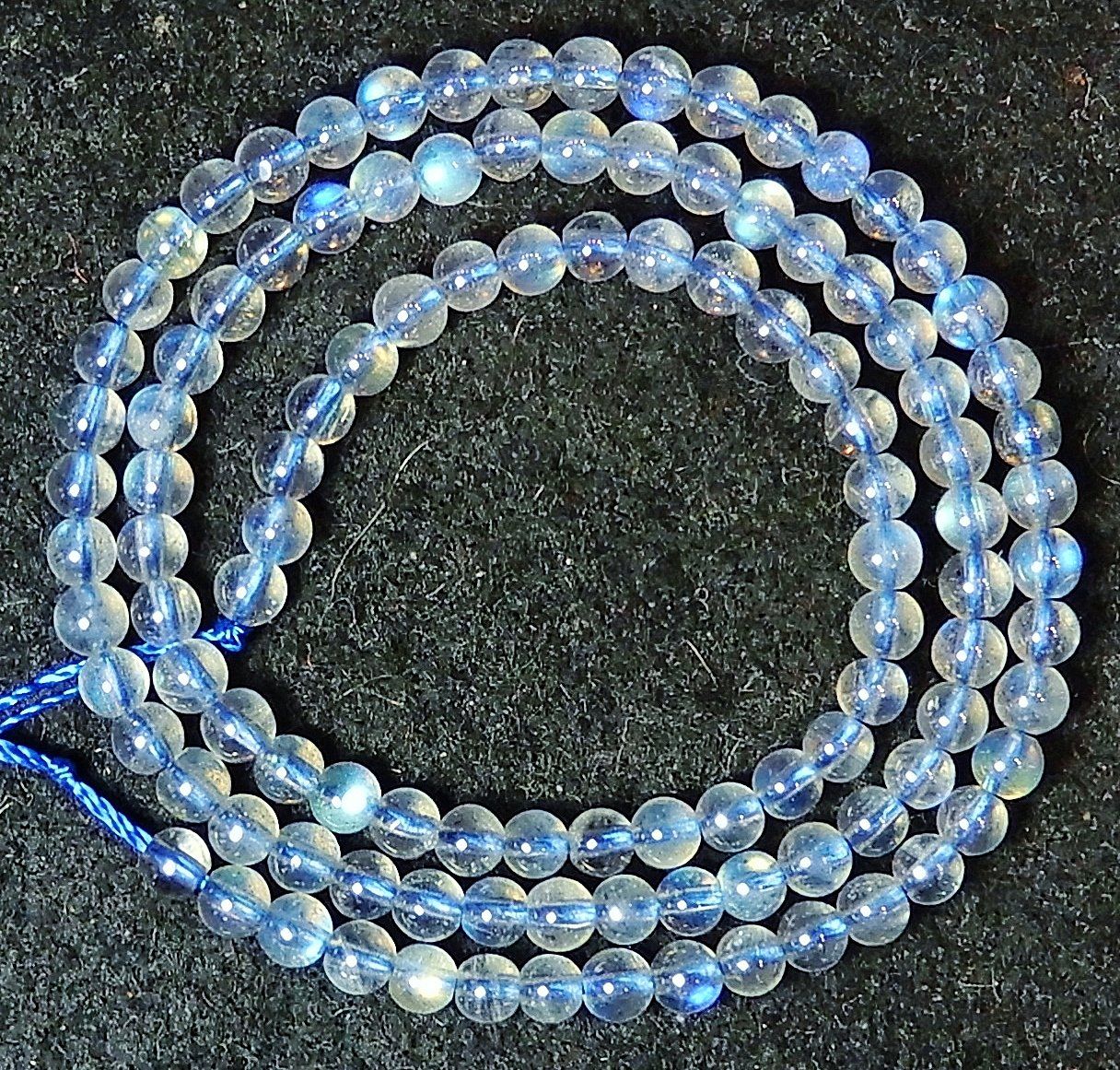 Ketten: 1 Strang echte Light grey Mondstein Perlen 3 mm – Neu (gemäss Beschreibung) aus Müllheim Dorf von GUENI01 1