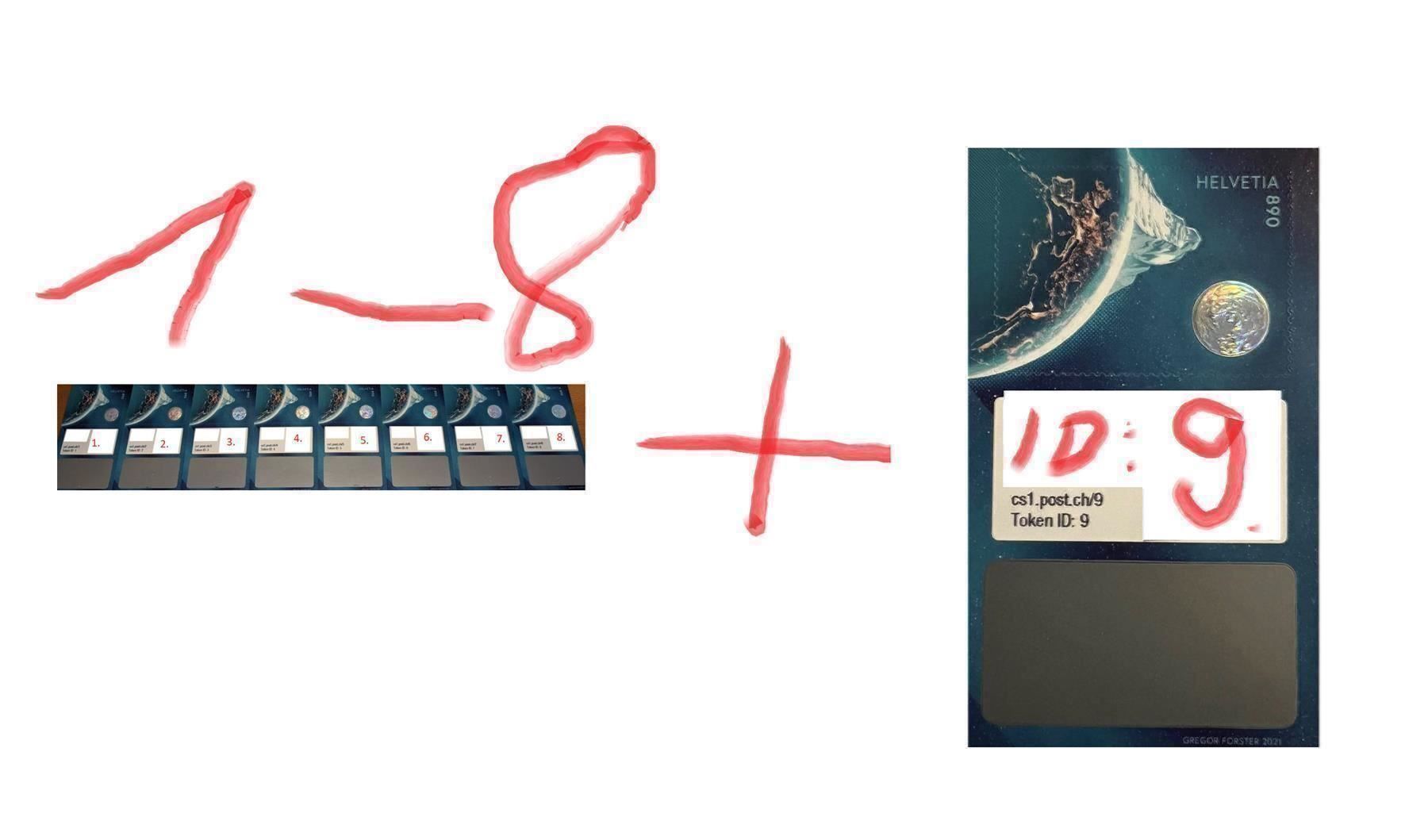 Timbri: Swiss Crypto Stamps ID:1-9 – Nuovo (secondo la descrizione) da Baar venduto da CryptoShop