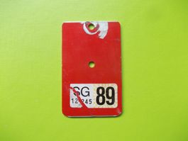 Velonummer / Fahrradnummer SG 89