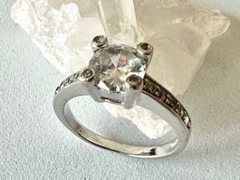 Solitär Ring Silber 925 mit funkelndem Zirkonia - G 55 edel