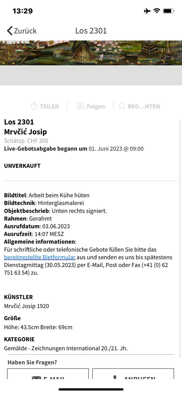 Dipinti: Hinterglasmalerei Mrvcié Josip – Usato da Zürich venduto da kevin1977 1