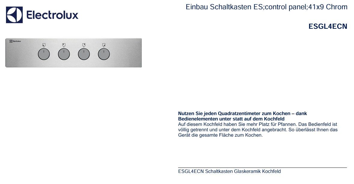 Electrolux Elettrodomestici da cucina: 108 Electrolux ESGL4ECN Einbau Schaltkasten – Nuovo e nell'imballaggio originale da Derendingen venduto da Meisterstuecke 1