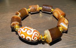 Achat Armband mit tibetischem Glücksbringer - Edelstein Heil