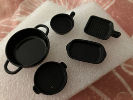 5tlg. Pfannen Sortiment Mini für die Puppenküche, neu